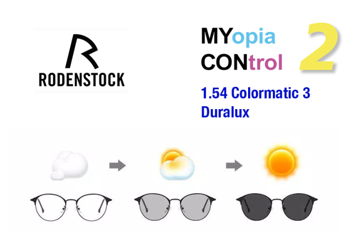 Фотохромные линзы для очков Rodenstock MYCON-2 1.54 Colormatic 3 Duralux Smoky Grey