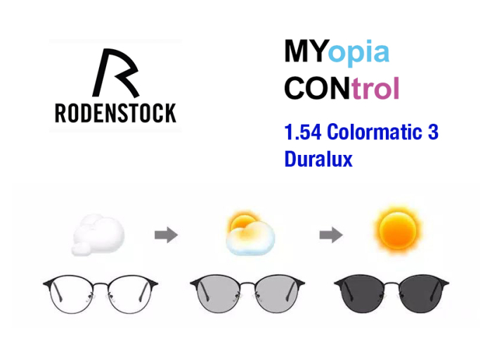Фотохромные линзы для очков Rodenstock MYCON 1.54 Colormatic 3 Duralux Smoky Grey