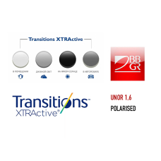 Фотохромные поляризационные линзы для очков BBGR UNOR 1.6 Transitions® XTRA Polarised